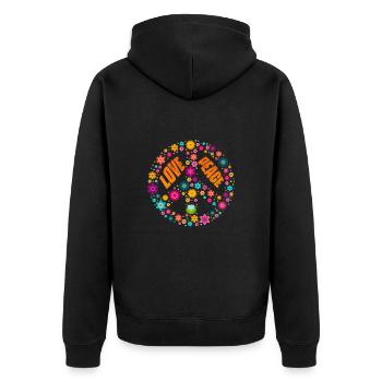 Hippie Peace Flower Power Amour Paix Cadeau - Veste à capuche bio Premium Unisexe - noir - Dos - Nico (187cm)
