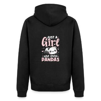 Panda Panda Bear Bear Animal Pandas Gift - Unisex Premium Organic Zip Hoodie - black - Back - Nico (187cm)