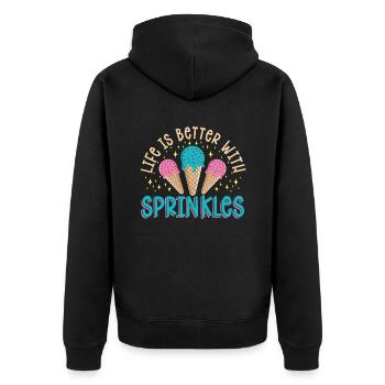 Das Leben Ist Besser Mit Sprinkles Ice Cream Lover - Unisex Premium Bio Zip Hoodie - Schwarz - Hinten - Nico (187cm)