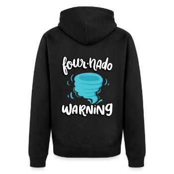 Four-nado Warning 4th Birthday | Tornado - Unisex Premium Organic Zip Hoodie - black - Back - Nico (187cm)