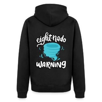 Avertissement de huit nados 8e anniversaire | Tornade - Veste à capuche bio Premium Unisexe - noir - Dos - Nico (187cm)