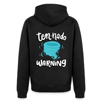 Ten-nado Warning 10th Birthday | Tornado - Unisex Premium Organic Zip Hoodie - black - Back - Nico (187cm)