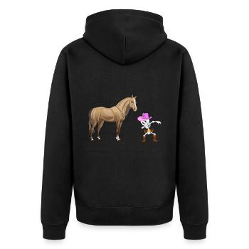 Pferd Reiten Tanzen Skelett Rosa Hut Cowboy Swag - Unisex Premium Bio Zip Hoodie - Schwarz - Hinten - Nico (187cm)