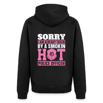 Tut Mir Leid, Dass Ich Bereits Von Einer Smokin - Unisex Premium Bio Zip Hoodie - Schwarz - Hinten - Nico (187cm)