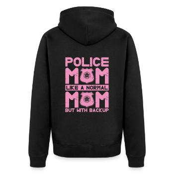 Police Mom Wie Eine Normale Mutter, Aber Mit - Unisex Premium Bio Zip Hoodie - Schwarz - Hinten - Nico (187cm)