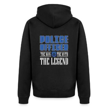 Polizist The Man The Myth Legend Cops - Unisex Premium Bio Zip Hoodie - Schwarz - Hinten - Nico (187cm)