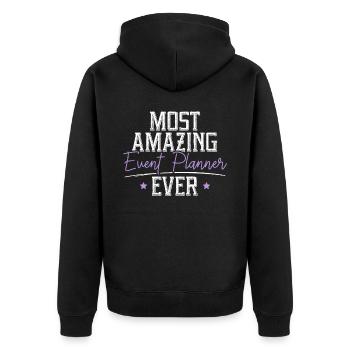 Erstaunlichster Eventplaner aller Zeiten Job Eventplanung - Unisex Premium Bio Zip Hoodie - Schwarz - Hinten - Nico (187cm)
