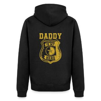Papa Ist Mein Held Cops Polizist Papa - Unisex Premium Bio Zip Hoodie - Schwarz - Hinten - Nico (187cm)