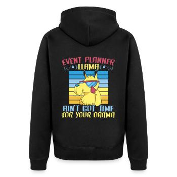 Planificateur d’événements Llama N’a pas le temps pour votre drame - Veste à capuche bio Premium Unisexe - noir - Dos - Nico (187cm)
