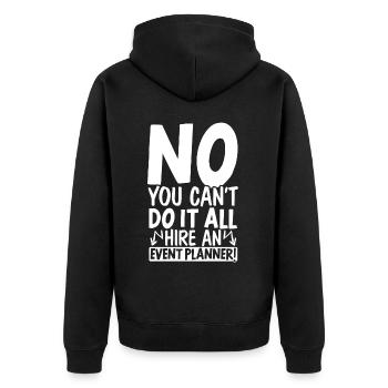 Event-Management-Organisator Beauftragen Sie einen Eventplaner - Unisex Premium Bio Zip Hoodie - Schwarz - Hinten - Nico (187cm)