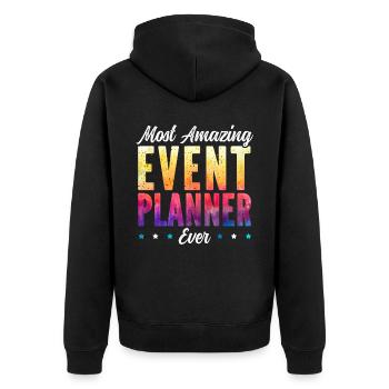 Erstaunlichster Eventplaner aller Zeiten Job Eventplanung - Unisex Premium Bio Zip Hoodie - Schwarz - Hinten - Nico (187cm)