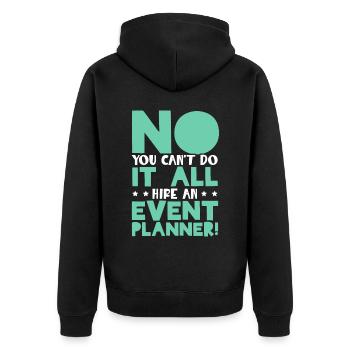 Event-Management-Organisator Beauftragen Sie einen Eventplaner - Unisex Premium Bio Zip Hoodie - Schwarz - Hinten - Nico (187cm)