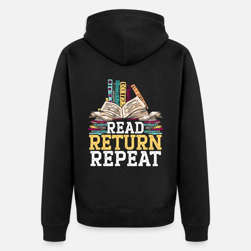 Läs Return Repeat Bookworm Book Lover Librarian - Ekologisk premiumluvjack unisex - svart