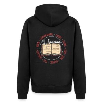 Bibliothek Bücherwurm Buch Liebhaber Bibliophile Bibliothekarin - Unisex Premium Bio Zip Hoodie - Schwarz - Hinten - Nico (187cm)