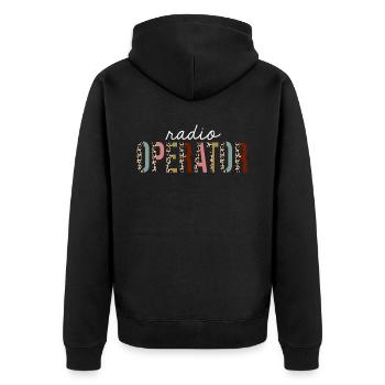 Radio Operator Leopard Print Lustiges Geschenk - Unisex Premium Bio Zip Hoodie - Schwarz - Hinten - Nico (187cm)