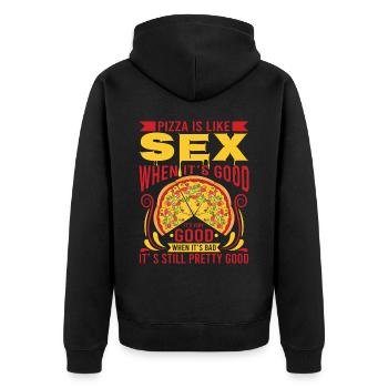 Chef Koch Pizza Pizzakoch Pizzeria Restaurant - Unisex Premium Bio Zip Hoodie - Schwarz - Hinten - Nico (187cm)