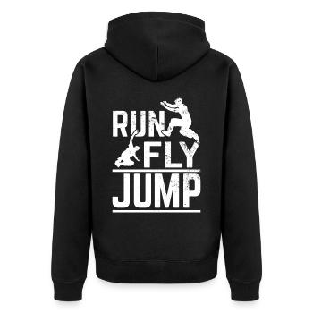 Parkour, Freerunning, Street Workout, Acrobatique - Veste à capuche bio Premium Unisexe - noir - Dos - Nico (187cm)