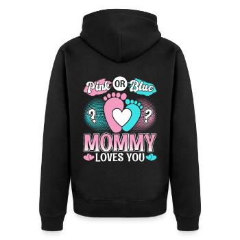 Mama Mutter Baby Geschenk Junge Mädchen - Unisex Premium Bio Zip Hoodie - Schwarz - Hinten - Nico (187cm)