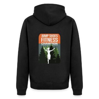 Jump Shoes Fitness Champion - Unisex Premium Bio Zip Hoodie - Schwarz - Hinten - Nico (187cm)