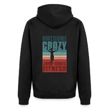 Retro Jump Shoes Fitness - Unisex Premium Bio Zip Hoodie - Schwarz - Hinten - Nico (187cm)
