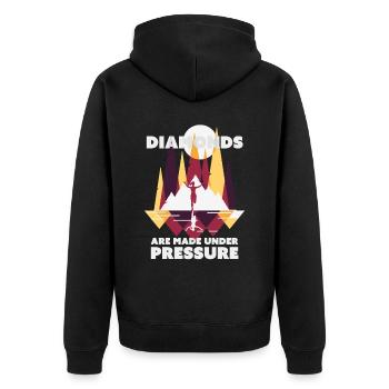 Jump Shoes Fitness Diamanten - Unisex Premium Bio Zip Hoodie - Schwarz - Hinten - Nico (187cm)