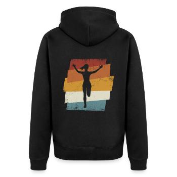 Retro Jump Shoes Fitness - Unisex Premium Bio Zip Hoodie - Schwarz - Hinten - Nico (187cm)
