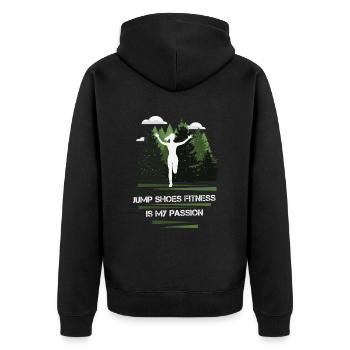 Jump Shoes Fitness Passion - Unisex Premium Bio Zip Hoodie - Schwarz - Hinten - Nico (187cm)