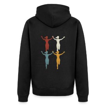 Retro Jump Shoes Fitness - Unisex Premium Bio Zip Hoodie - Schwarz - Hinten - Nico (187cm)