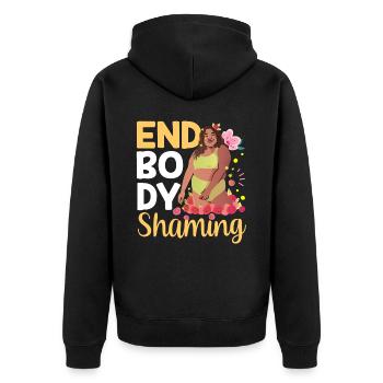 End Body Shaming Stop Annoying Body shaming - Unisex Premium Organic Zip Hoodie - black - Back - Nico (187cm)