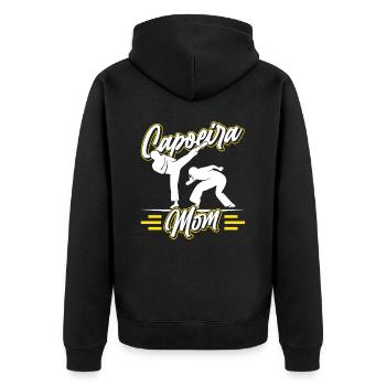 Capoeira Mutter Brasilianisch Kampfsport Hobby - Unisex Premium Bio Zip Hoodie - Schwarz - Hinten - Nico (187cm)