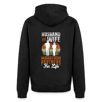 Running Runner Half Marathon - Unisex Premium Organic Zip Hoodie - black - Back - Nico (187cm)