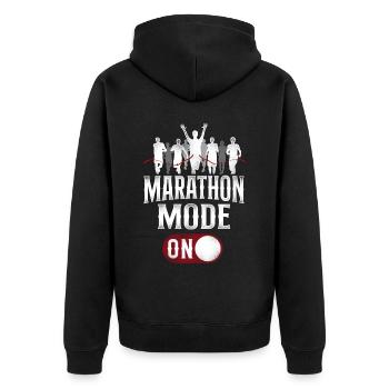 Running Runner Half Marathon - Unisex Premium Bio Zip Hoodie - Schwarz - Hinten - Nico (187cm)