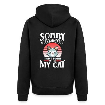 Unfortunately can't I have plans with my cat - Unisex Premium Organic Zip Hoodie - black - Back - Nico (187cm)