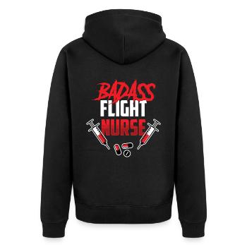 Badass Flight Nurse Profession Flight Nurse - Unisex Premium Organic Zip Hoodie - black - Back - Nico (187cm)