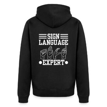 Gestes de signe de conscience d’expert en langue des signes - Veste à capuche bio Premium Unisexe - noir - Dos - Nico (187cm)