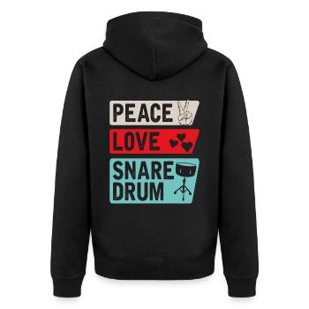 Peace Love Snare Drum Marching Band - Veste à capuche bio Premium Unisexe - noir - Dos - Nico (187cm)