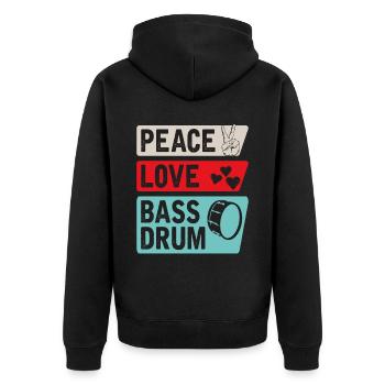 Peace Love Bass Drum Instrument de musique - Veste à capuche bio Premium Unisexe - noir - Dos - Nico (187cm)