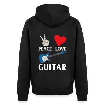 Peace Love Guitare Guitariste Guitar Lover - Veste à capuche bio Premium Unisexe - noir - Dos - Nico (187cm)