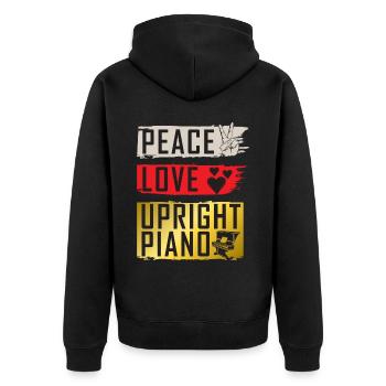 Peace Love Upright Piano Piano Player - Unisex Premium Organic Zip Hoodie - black - Back - Nico (187cm)