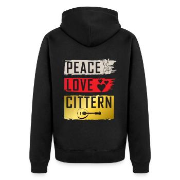 Peace Love Cittern Irish Step dancing - Unisex Premium Organic Zip Hoodie - black - Back - Nico (187cm)