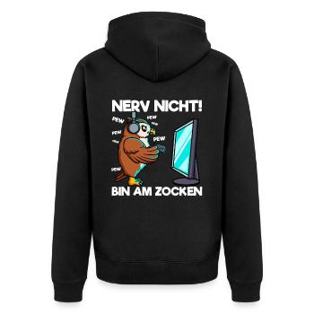 Nerve not am at gaming gaming owl - Unisex Premium Organic Zip Hoodie - black - Back - Nico (187cm)