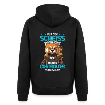 Zocken Gaming - Unisex Premium Bio Zip Hoodie - Schwarz - Hinten - Nico (187cm)