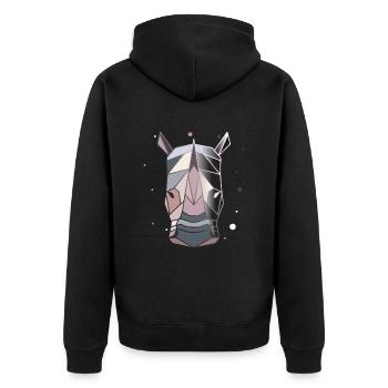 Nashorn Polygon Kunst Tier Geometrie - Unisex Premium Bio Zip Hoodie - Schwarz - Hinten - Nico (187cm)