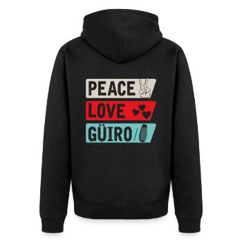 Peace Love Güiro Instrument Güiro Joueur - Veste à capuche bio Premium Unisexe - noir - Dos - Nico (187cm)