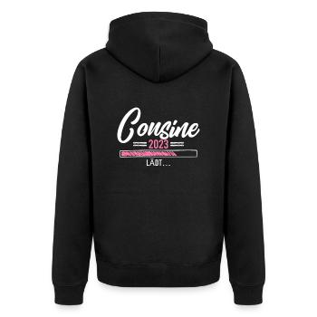 Cousin 2023 loads - Unisex Premium Organic Zip Hoodie - black - Back - Nico (187cm)
