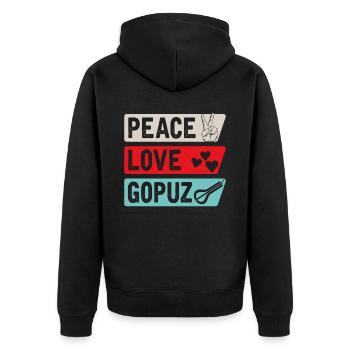 Peace Love Gopuz Stringed Instruments - Unisex Premium Organic Zip Hoodie - black - Back - Nico (187cm)