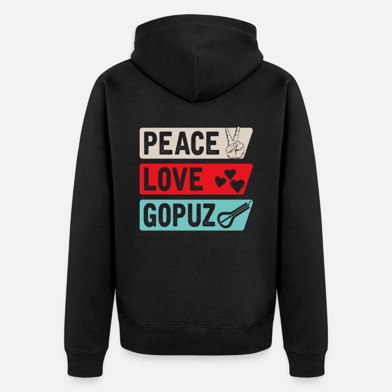 Peace Love Gopuz Stringed Instruments - Unisex Premium Bio Zip Hoodie - Schwarz