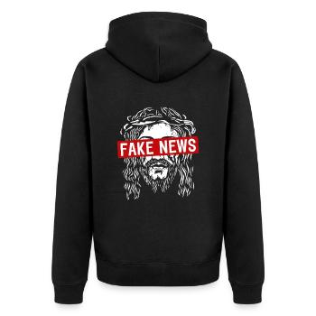 Fake News Antéchrist athée Anti-Christ - Veste à capuche bio Premium Unisexe - noir - Dos - Nico (187cm)