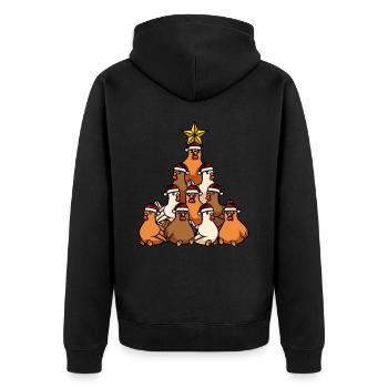 Hühner Weihnachtsbaum - Unisex Premium Bio Zip Hoodie - Schwarz - Hinten - Nico (187cm)