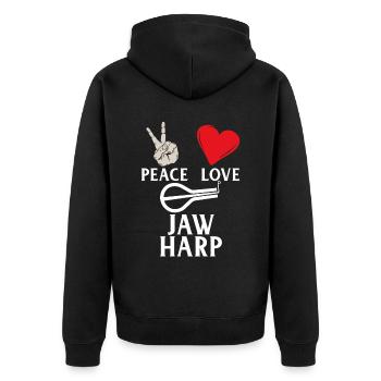 Peace Love Jaw Harp Music Instrument - Unisex Premium Bio Zip Hoodie - Schwarz - Hinten - Nico (187cm)